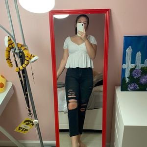Black ripped mom jeans from American Eagle